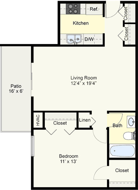 The Ash one bedroom floor plan